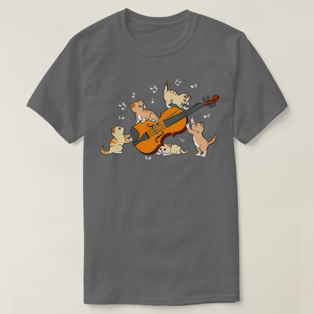 Camiseta Gato Engraçado Jogando Violino (Frente do Design)