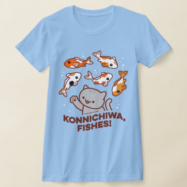 Camiseta Gato Engraçado - KONNICHIWA FISHES (Postura )