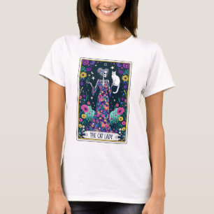 Camiseta Gato Engraçado Lady Skeleton Tarot