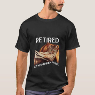 Camiseta Gato Engraçado Lendo Jornal Aposentado Não É Meu P