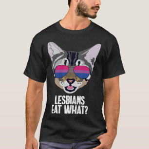 Camiseta Gato Engraçado Lésbicas Bissexuais Comem O Que Bi 
