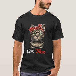 Camiseta Gato Engraçado Mãe Gata Adormece Gatinho Bandana