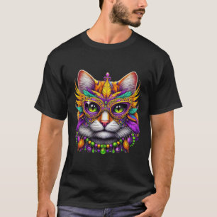 Camiseta Gato Engraçado Mardi Gras Funny Mardi Gras Carnava