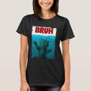 Camiseta Gato Engraçado Meme Bruh Dito Engraçado Paródia Br