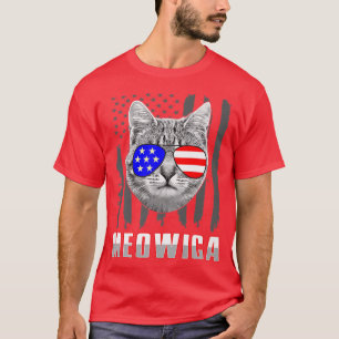 Camiseta gato engraçado, meowica, patriótico, eua, 4º de