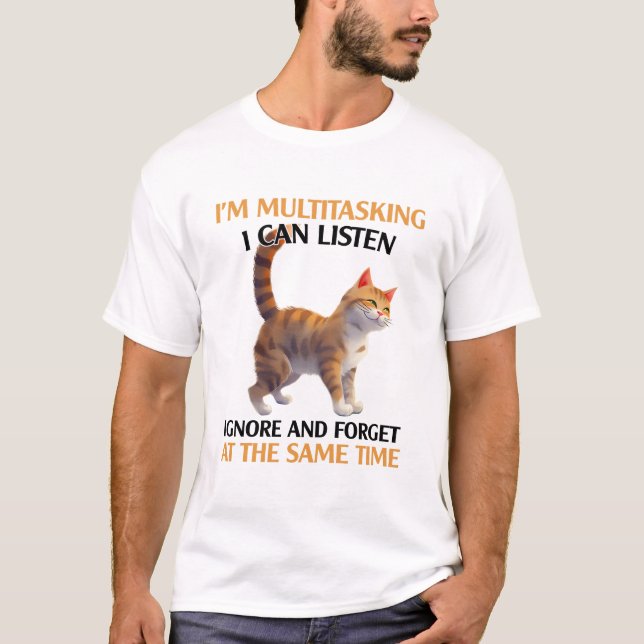Camiseta Gato engraçado multitarefa (Frente)