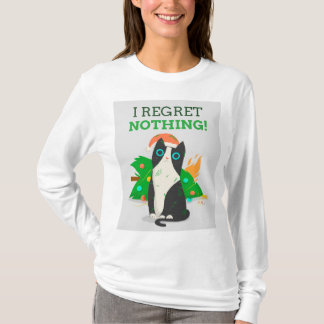CAMISETA GATO ENGRAÇADO NÃO ME ARREPENDO DE NADA ÁRVORE DE