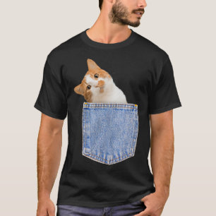 Camiseta Gato Engraçado no Bolso T para Mulheres, Homens, M