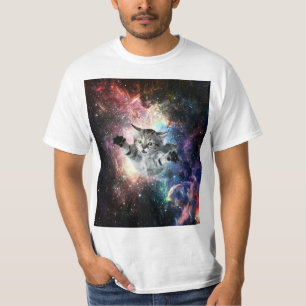Camiseta Gato engraçado no espaço