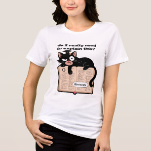 Camiseta Gato Engraçado no Livro com Citação Sarcástica