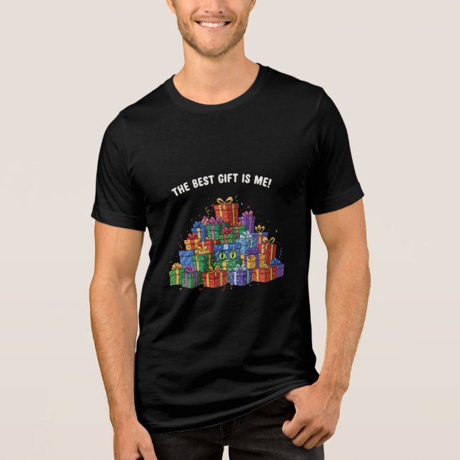 Camiseta Gato Engraçado "O Melhor Presente Sou Eu" Surpresa (Frente)