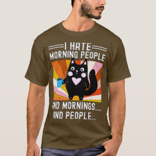 Camiseta Gato Engraçado Odeio Pessoas e Manhãs de Manhã e P