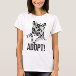 Camiseta Gato Engraçado para Adotar