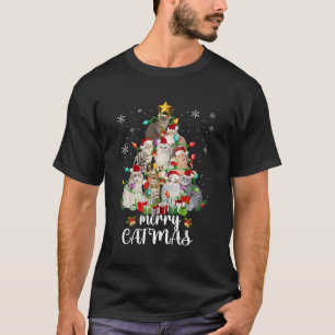 Camiseta Gato Engraçado Passa Natal Feliz De Árvore De Gato