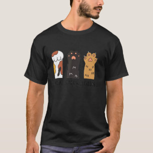 Camiseta Gato Engraçado Pedra Papel Tesoura Patas de Gato F