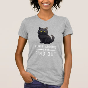 Camiseta Gato Engraçado Peludo em Volta e Descubra Amante d