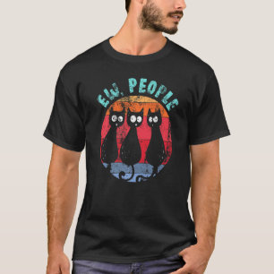 Camiseta Gato Engraçado Pessoas Retro Gelado Anti-Social