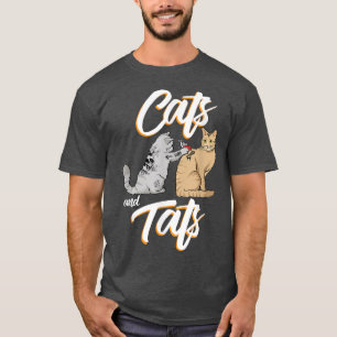Camiseta Gato Engraçado Presente Aqui Gatos e tatuagens