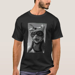 Camiseta Gato Engraçado Pulando do Céu Amante de Animais Mã