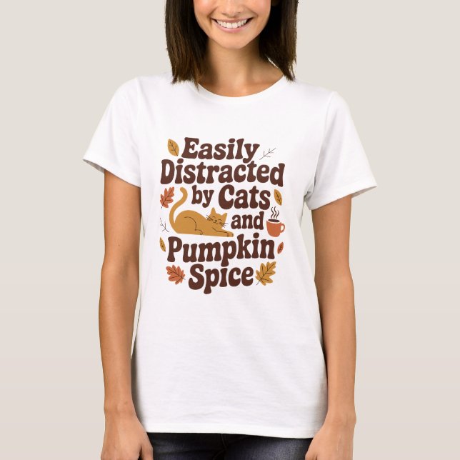 Camiseta Gato Engraçado - Pumpkin Spice Fall (Frente)