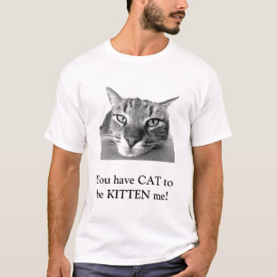 Camiseta Gato Engraçado Pun Inteligente Gatinho Branco e P