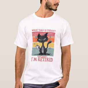 Camiseta Gato Engraçado Que Dia É Hoje Que Se Preocupa Esto