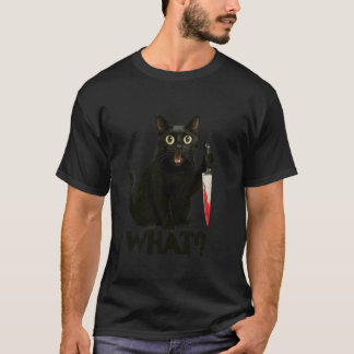 Camiseta Gato Engraçado Que Gato Gráfico Assassino Com Faca
