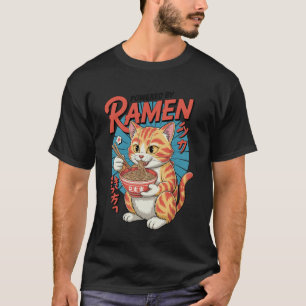 Camiseta Gato Engraçado Ramen com Poder do Ramen Cômico Kaw