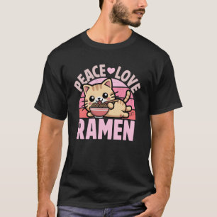 Camiseta Gato Engraçado Ramen Peave Amor Ramen Kawaii Anime