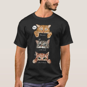 Camiseta Gato engraçado relaxado curioso cauteloso para hom