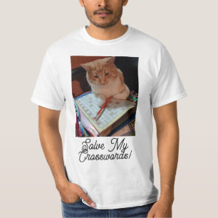 Camiseta Gato Engraçado Resolve Minhas Palavras Cruzadas Pe