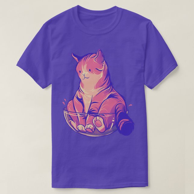 Camiseta Gato engraçado se ajustado senta (Frente do Design)