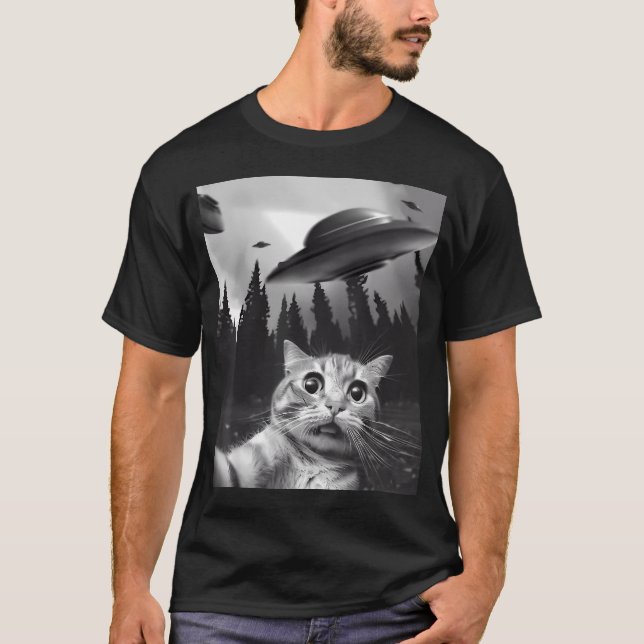 Camiseta Gato Engraçado Selfie Com (Frente)