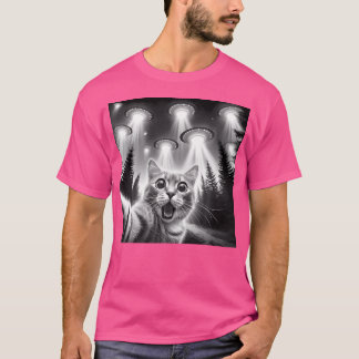 Camiseta Gato Engraçado Selfie Com Alienígena Ufo Gato Love