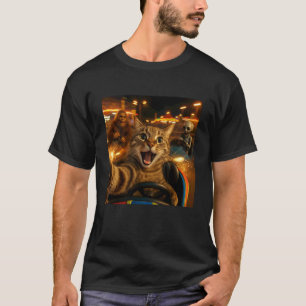 Camiseta Gato Engraçado Selfie com Pé Grande & Carro Bate-B
