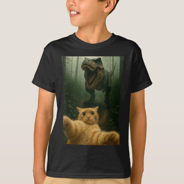 Camiseta Gato Engraçado Selfie Dinossaur Meming Graph (Frente)