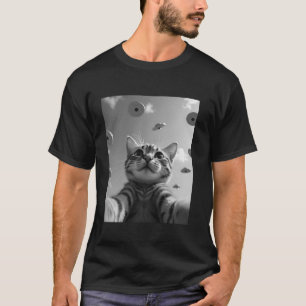 Camiseta Gato Engraçado Selfie OVNI Hovering Alienígena Gat