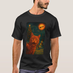 Camiseta Gato Engraçado Selfie Papai Noel Boneco de Neve No