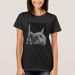 Camiseta Gato Engraçado Selfie Torre Eiffel Paris Viagem Ho