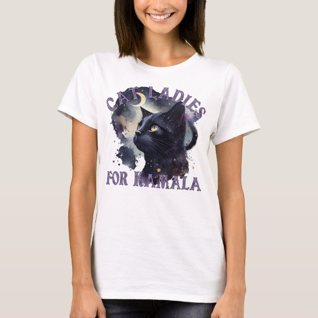 Camiseta Gato Engraçado Senhoras para Kamala Harris (Frente)