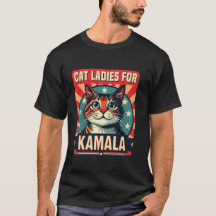 Camiseta Gato Engraçado Senhoras para Kamala Votam em 2024