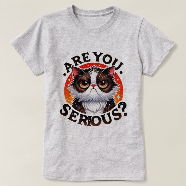 Camiseta Gato Engraçado – Sério Mesmo Você? (Frente do Design)