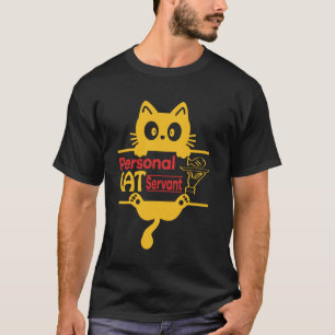Camiseta Gato Engraçado Servo Pessoal de Gato Presente para