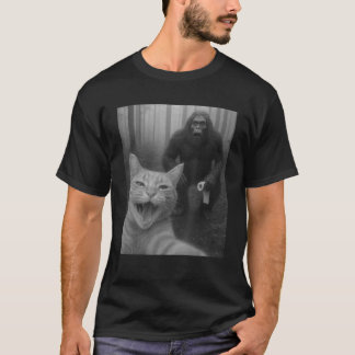 Camiseta Gato engraçado surpreendido selfie feliz com Pé Gr