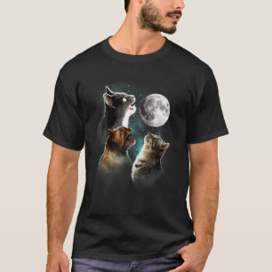 Camiseta Gato Engraçado T, Gatos A Mogar Na Lua, Gato Love