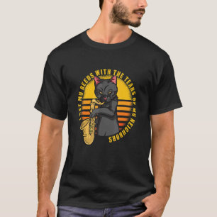 Camiseta Gato Engraçado Toca Saxofone