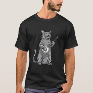 Camiseta Gato Engraçado Tocando Banjo Bluegrass Músico Lega