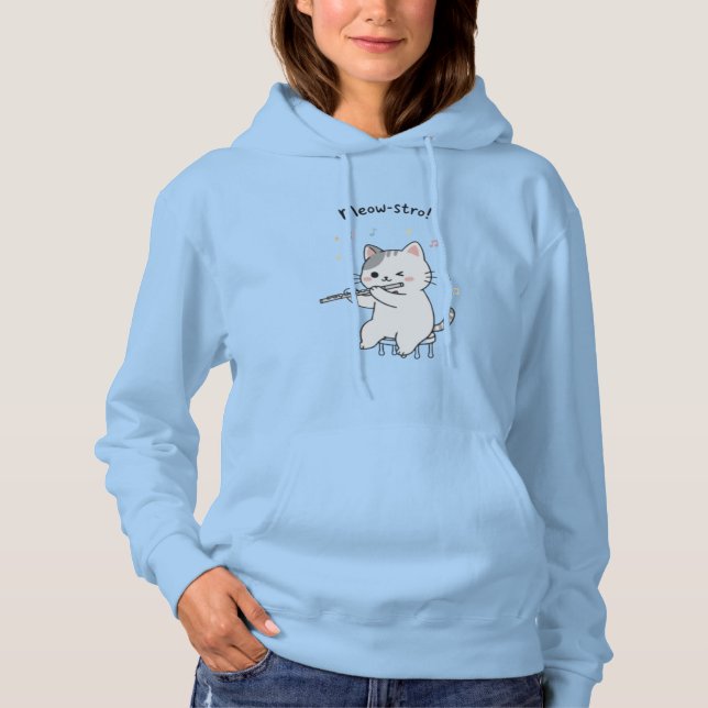 Camiseta Gato Engraçado Tocando Flauta Moda Feminina (Frente)