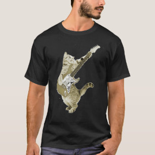 Camiseta Gato Engraçado Tocando Guitarra Amantes Gatinho Gu