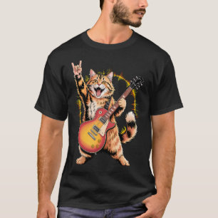 Camiseta Gato Engraçado Tocando Guitarra Guitarrista Rock E